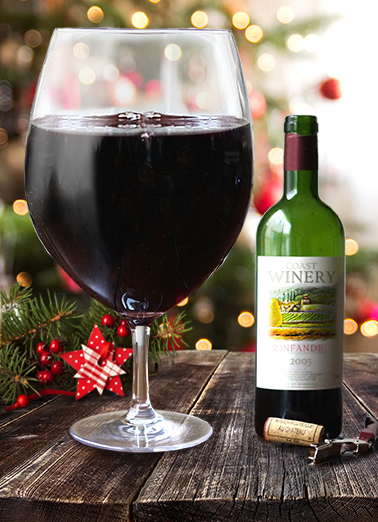 Big Wine Glass Xmas - Funny Christmas Card to personalize and send.