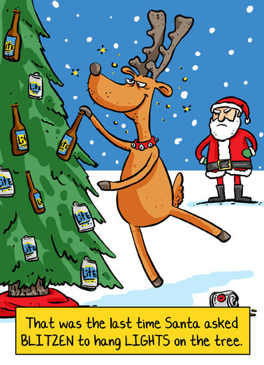 Blitzen - Funny Christmas Card to personalize and send.