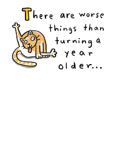 Cat Licking Self Birthday Card Cover