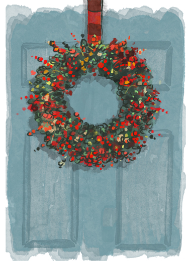 Christmas Wreath - Funny Christmas Card to personalize and send.