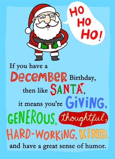December Birthday Like Santa  Ecard Cover