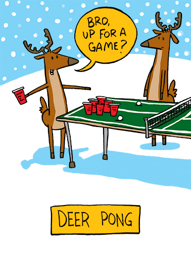 Deer Pong - Funny Christmas Card to personalize and send.