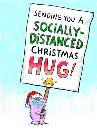 Distanced Hug Xmas - Funny Christmas Card to personalize and send.