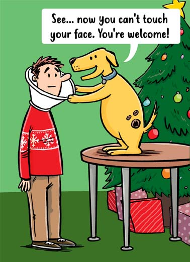 Dog Cone Christmas - Funny Christmas Card to personalize and send.