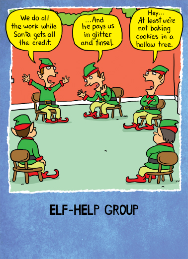 Elf Help - Funny Christmas Card to personalize and send.