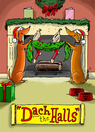 Hanging Dogs - Funny Christmas Card to personalize and send.
