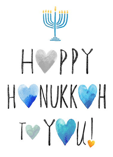 Hanukkah Hearts - Funny Christmas Card to personalize and send.