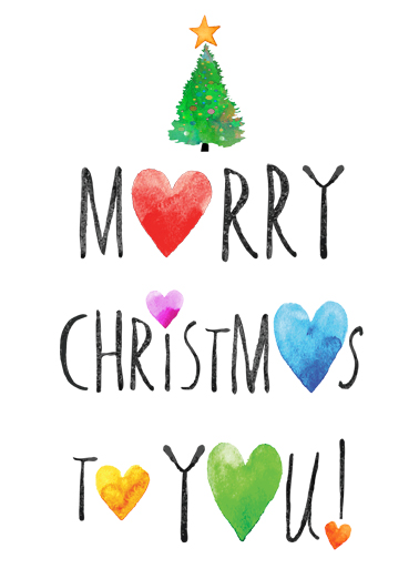 Merry Christmas Hearts - Funny Christmas Card to personalize and send.