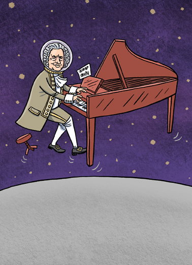 Moon and Bach Birthday Card Cover