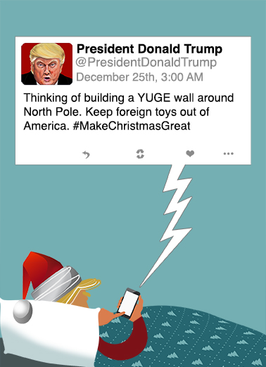 North Pole Tweet - Funny Christmas Card to personalize and send.