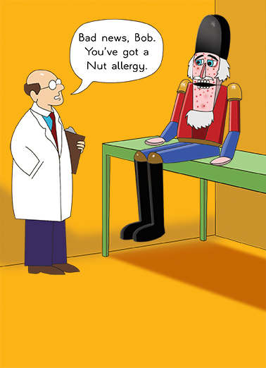 Nut Allergy - Funny Christmas Card to personalize and send.