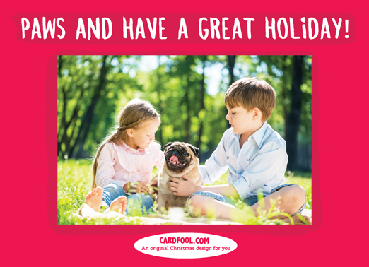 Pugs Kisses Christmas Flat 5x7 horizontal flats Card Inside