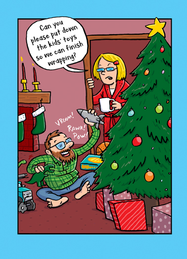 Put Toys Down - Funny Christmas Card to personalize and send.