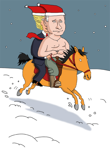 Putin Trump Christmas - Funny Christmas Card to personalize and send.