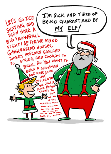 Quarantined Elf - Funny Christmas Card to personalize and send.
