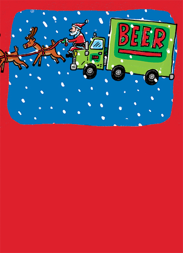 Santa Beer Truck - Funny Christmas Card to personalize and send.
