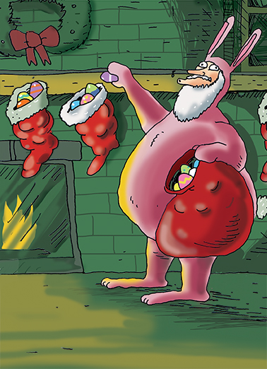 Santa Bunny - Funny Christmas Card to personalize and send.