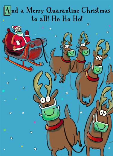 Santa Reindeer Masks - Funny Christmas Card to personalize and send.