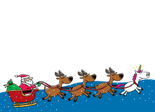 Santa Unicorn Flat 5x7 horizontal flats Card Cover