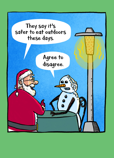 Snowman Heater - Funny Christmas Card to personalize and send.