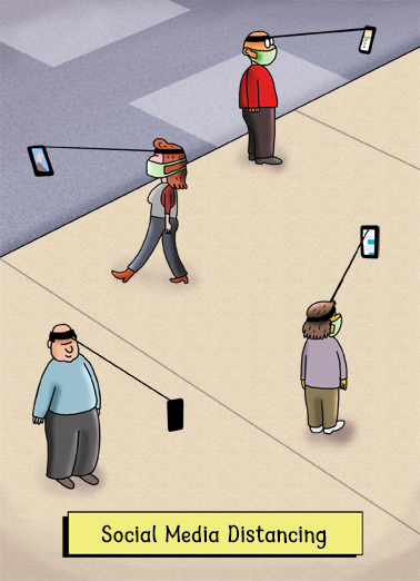 Social Media Distancing Birthday Card Cover