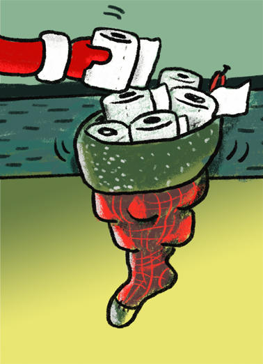 Tp Stocking - Funny Christmas Card to personalize and send.