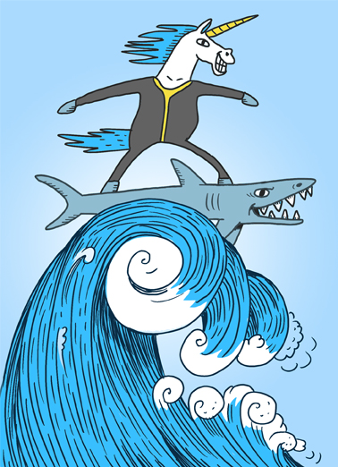 Unicorn Shark Surf  Card Cover