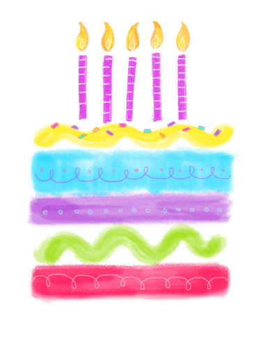 Watercolor Birthday Cake  Card Cover