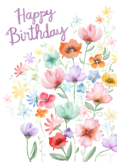 Watercolor Garden Bday  Ecard Cover