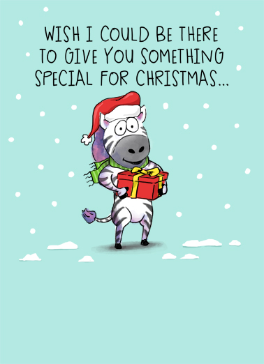 Zebra Christmas Stocking Hat - Funny Christmas Card to personalize and send.